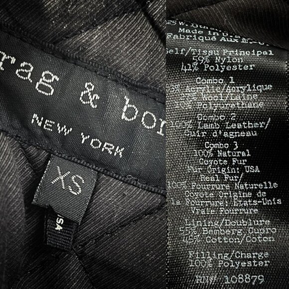 Rag & Bone Waterloo Parka Coat Down Jacket Real Fur Real Leather Olive Green - Picture 15 of 15